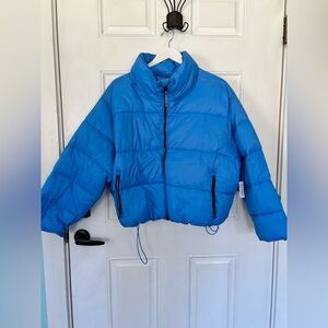 Old Navy Bright Blue Cropped Puffer Jacket